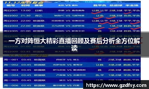 一方对阵恒大精彩直播回顾及赛后分析全方位解读